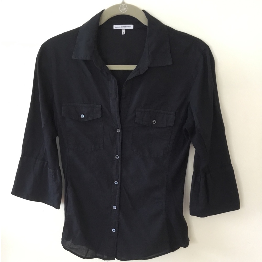James Perse black button down blouse. 3 or large